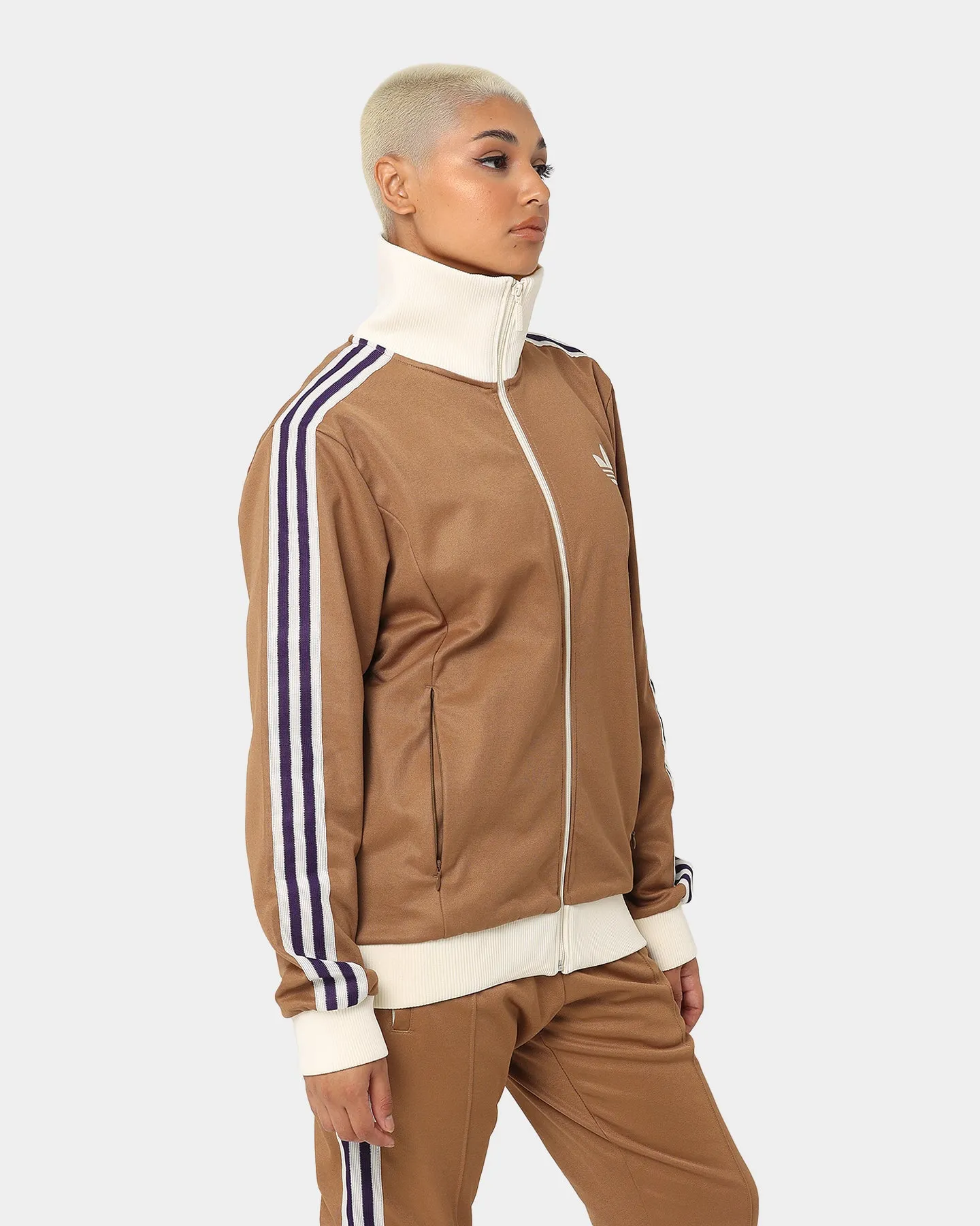 Adidas Adicolor Poly TT Jacket Brown Desert
