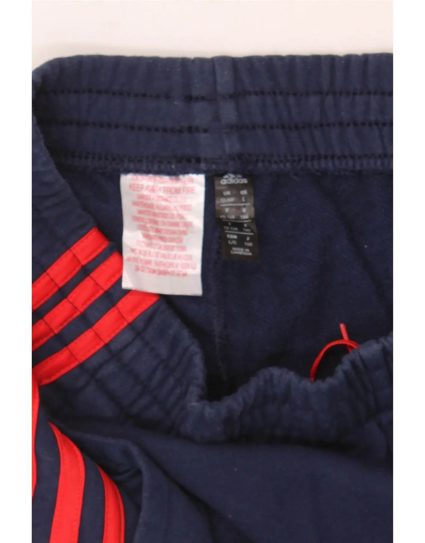 ADIDAS Boys Tracksuit Trousers 13-14 Years Navy Blue Cotton