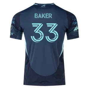 adidas C. Baker Seattle Sounders Authentic Away Jersey 25/26 w/ MLS Patches & Sponsor (Aura Ink)