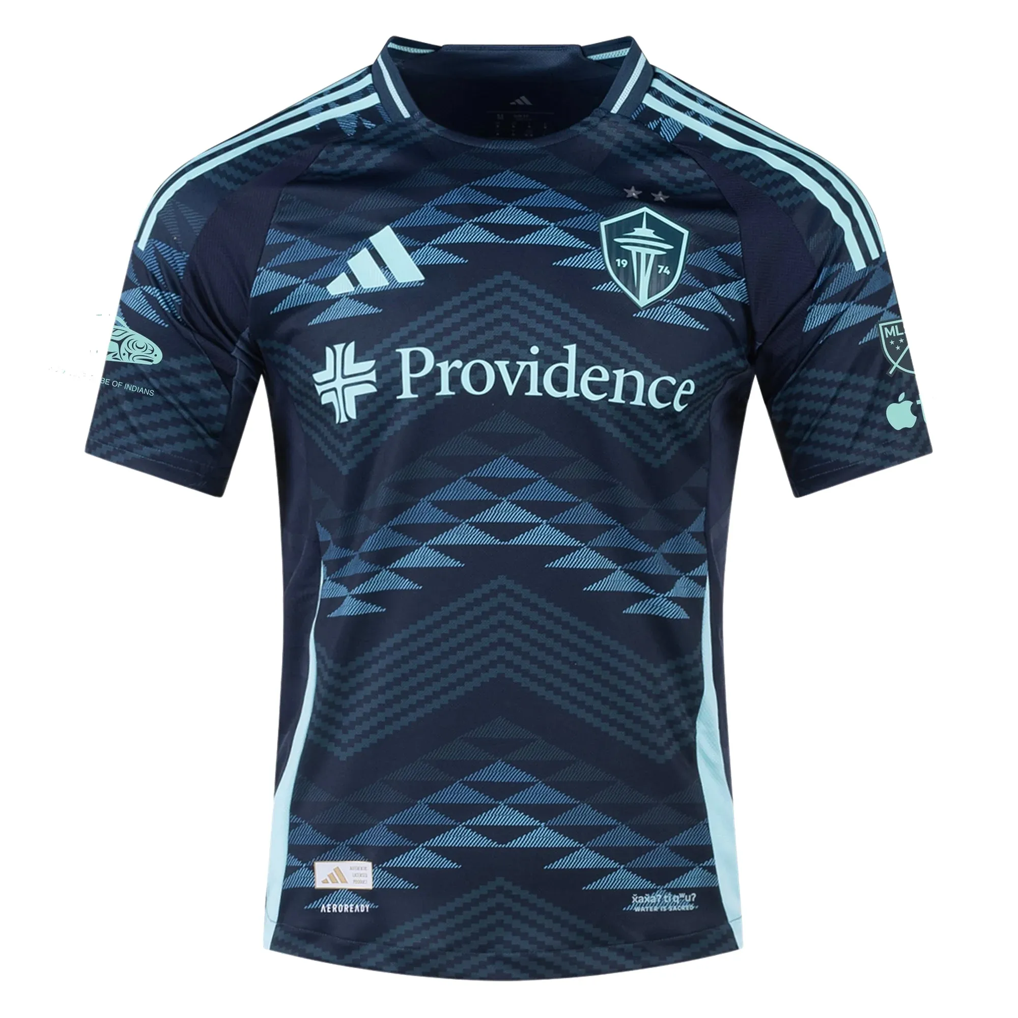 adidas C. Baker Seattle Sounders Authentic Away Jersey 25/26 w/ MLS Patches & Sponsor (Aura Ink)