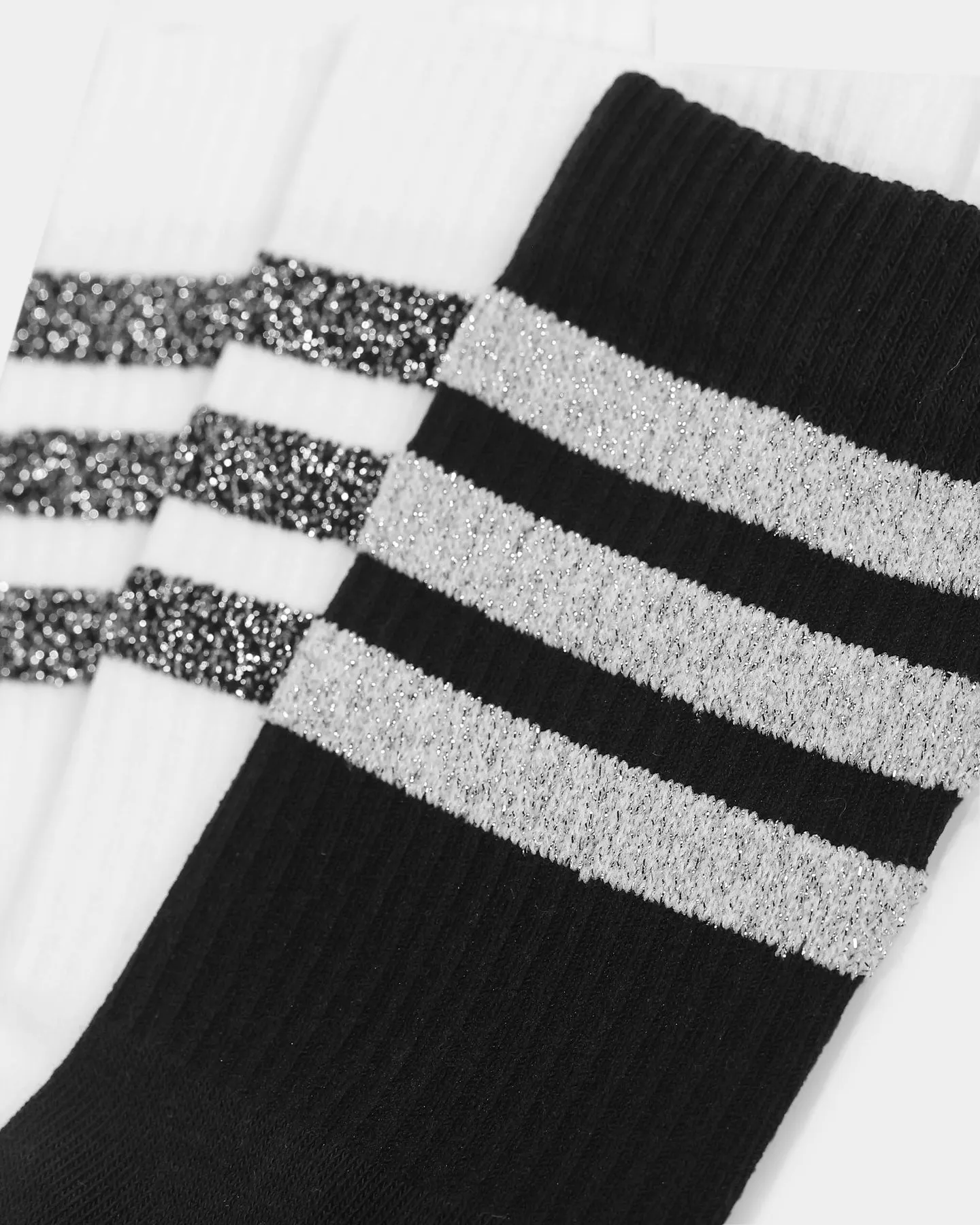 Adidas Glam 3-Stripes Cushioned Crew Sport Socks 3 Pairs Black/White
