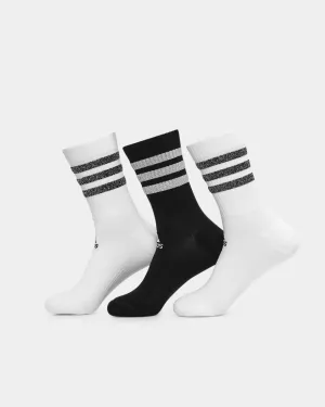 Adidas Glam 3-Stripes Cushioned Crew Sport Socks 3 Pairs Black/White
