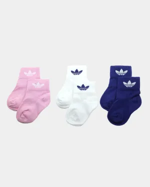 Adidas Kids' Ankle Sock 3 Pack Multi-coloured