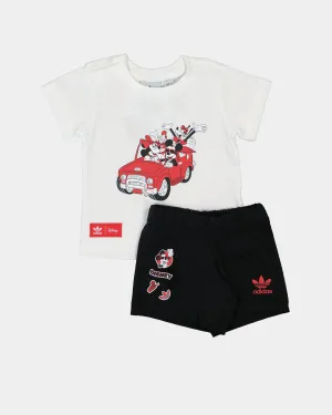 Adidas Kids' Disney Mickey And Friends Shorts T-Shirt Set White