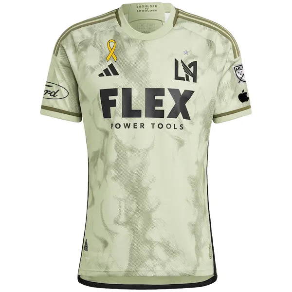 adidas LAFC Authentic Away Jersey 23/24 w/ MLS   Apple   Ford   Childhood Cancer Awareness Patch (Green)