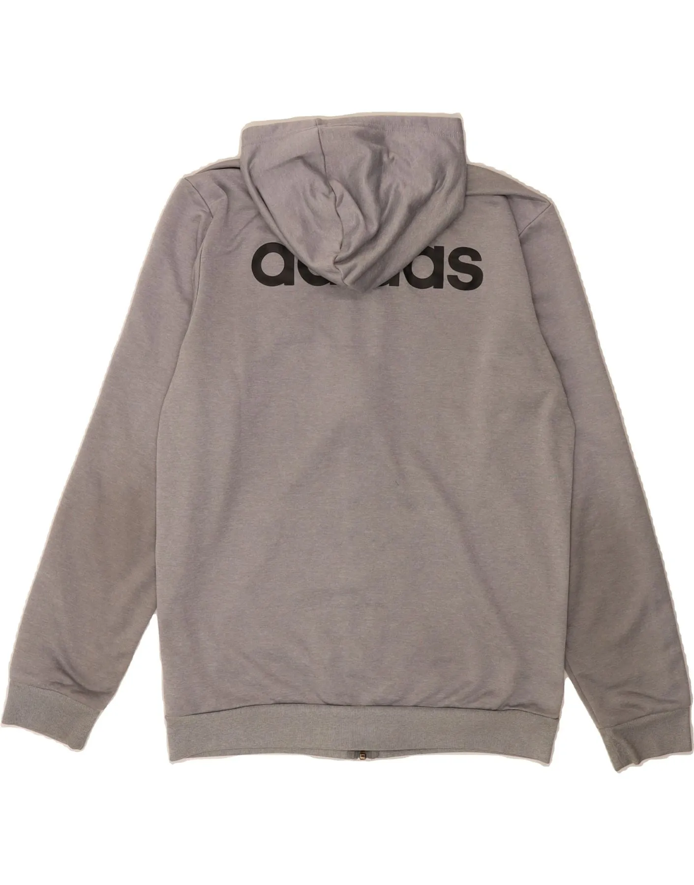 ADIDAS Mens Graphic Zip Hoodie Sweater Large Grey Polyester