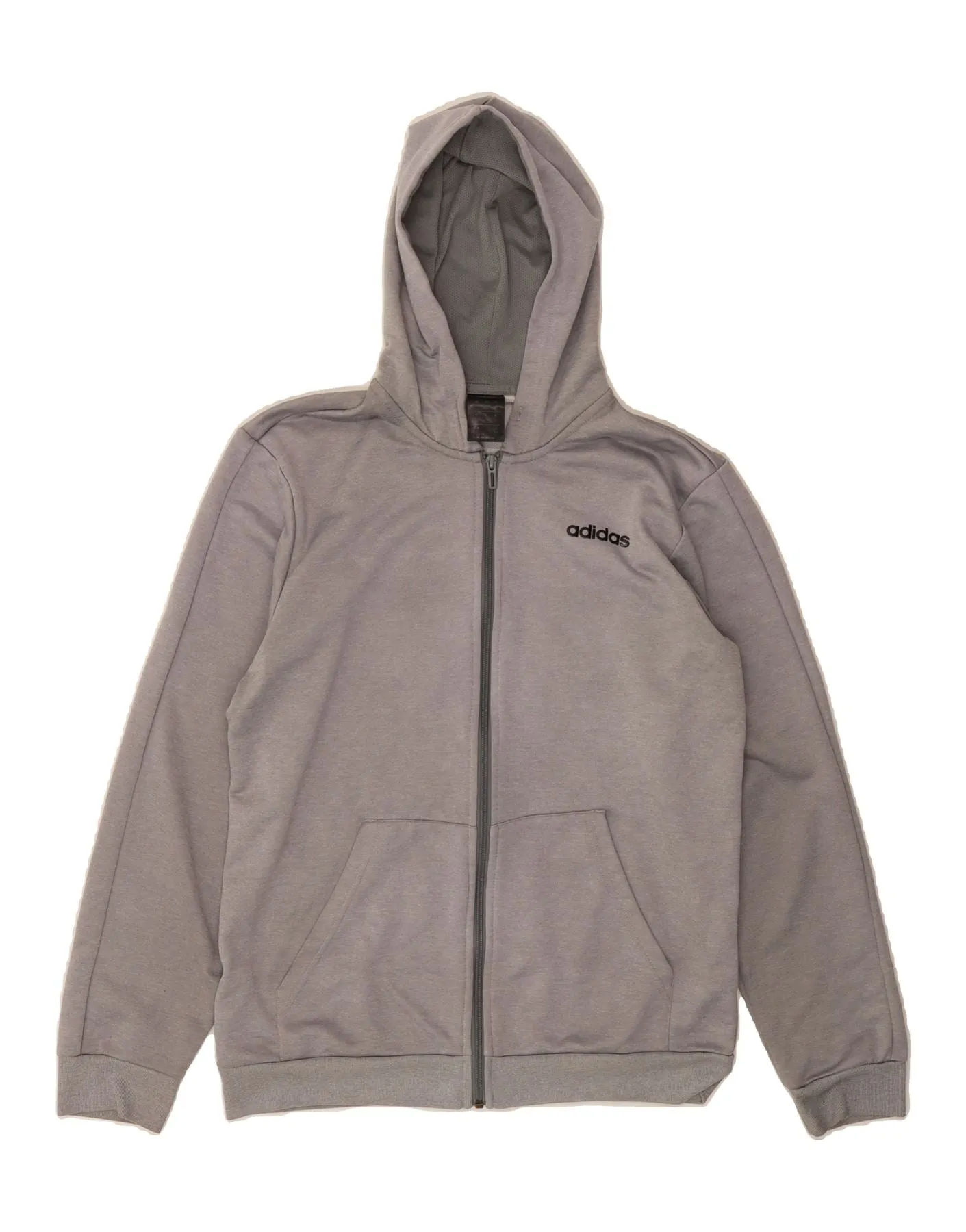 ADIDAS Mens Graphic Zip Hoodie Sweater Large Grey Polyester