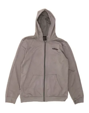 ADIDAS Mens Graphic Zip Hoodie Sweater Large Grey Polyester