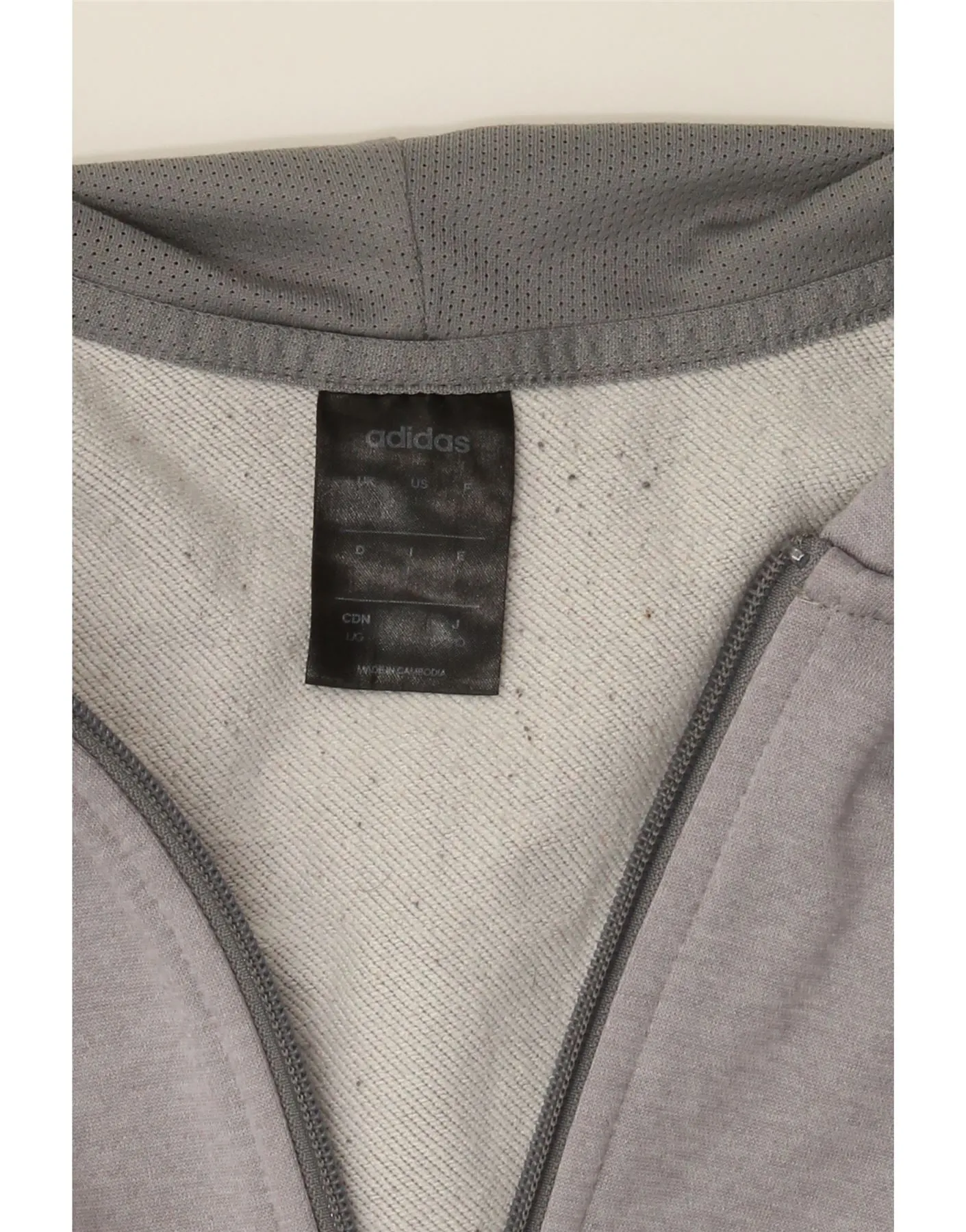 ADIDAS Mens Graphic Zip Hoodie Sweater Large Grey Polyester