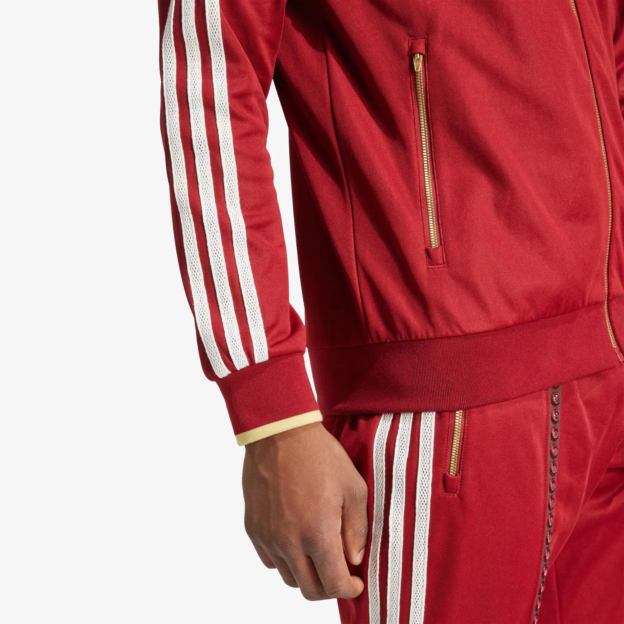 ADIDAS ORIGINALS | RETRO SPORTS CRICKET-INSPIRED TRACK TOP { RUST RED