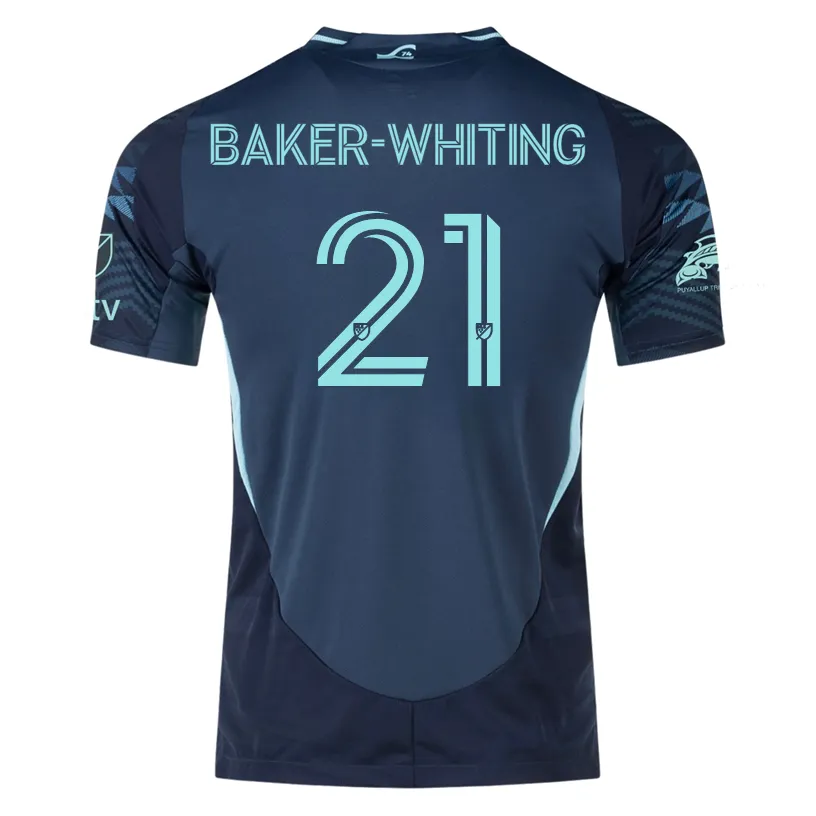 adidas R. Baker-Whiting Seattle Sounders Authentic Away Jersey 25/26 w/ MLS Patches & Sponsor (Aura Ink)