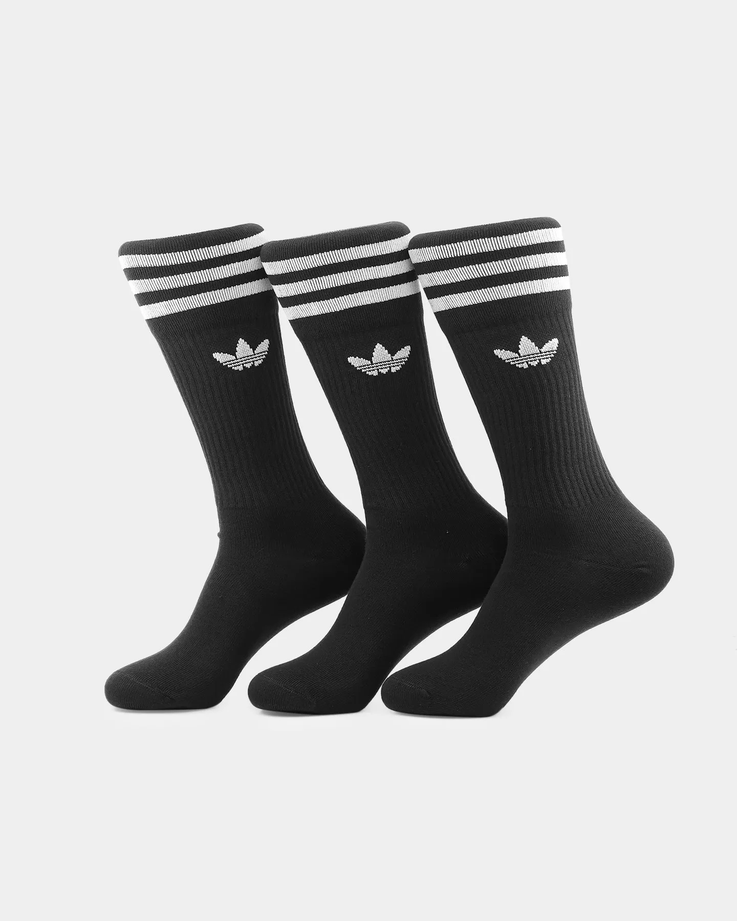 ADIDAS SOLID CREW SOCK 3 PACK BLACK/WHITE