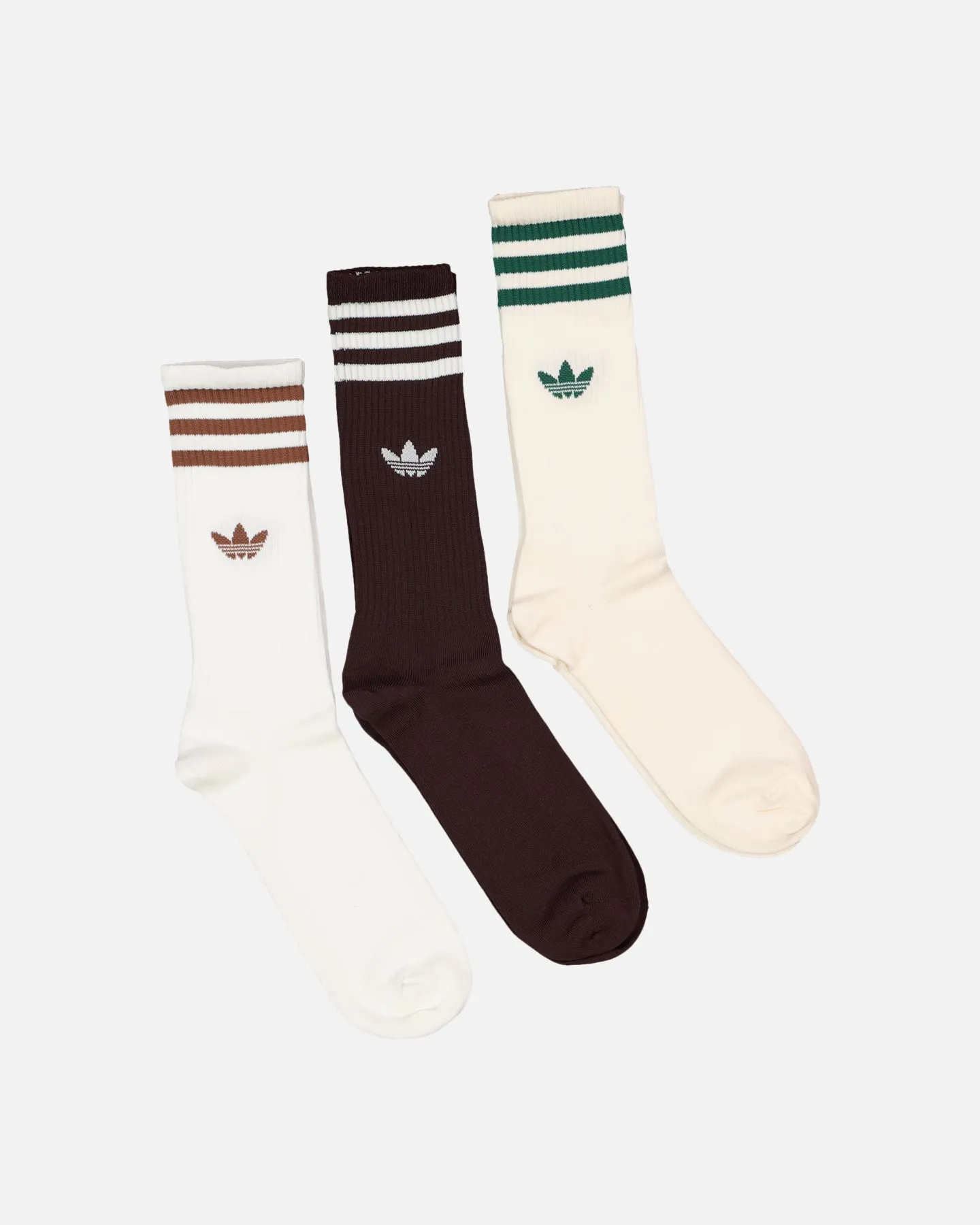 Adidas Solid Crew Socks 3 Pack White/Shadow Brown/Wonder White