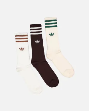 Adidas Solid Crew Socks 3 Pack White/Shadow Brown/Wonder White