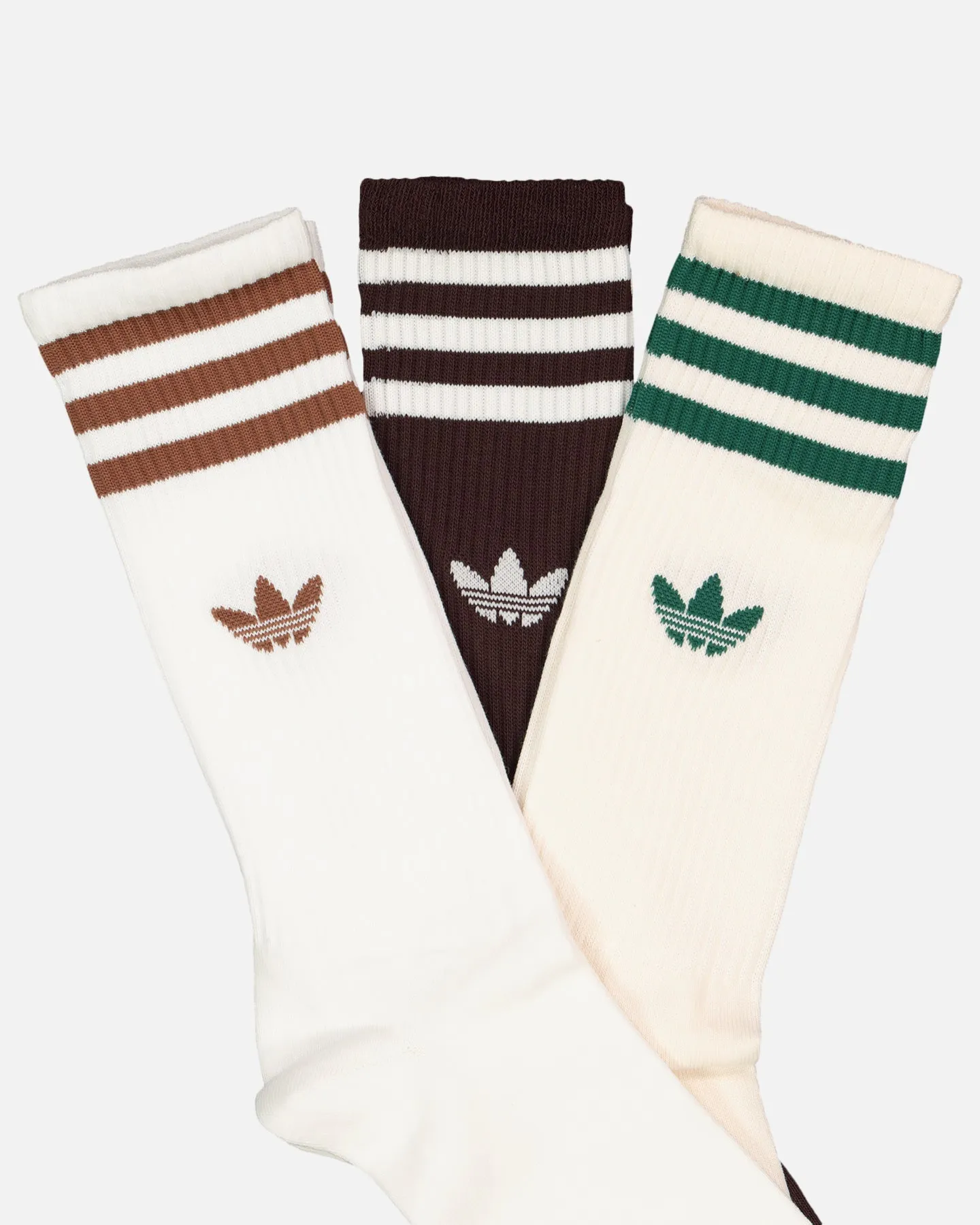 Adidas Solid Crew Socks 3 Pack White/Shadow Brown/Wonder White