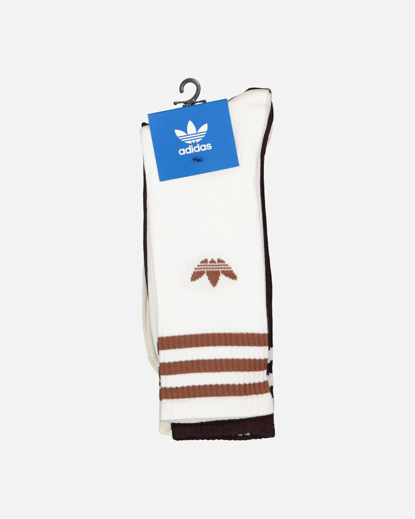Adidas Solid Crew Socks 3 Pack White/Shadow Brown/Wonder White