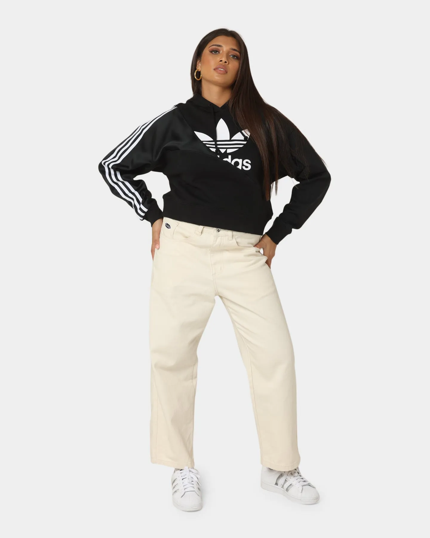 Adidas Women's Adicolor Split Trefoil Hoodie Black