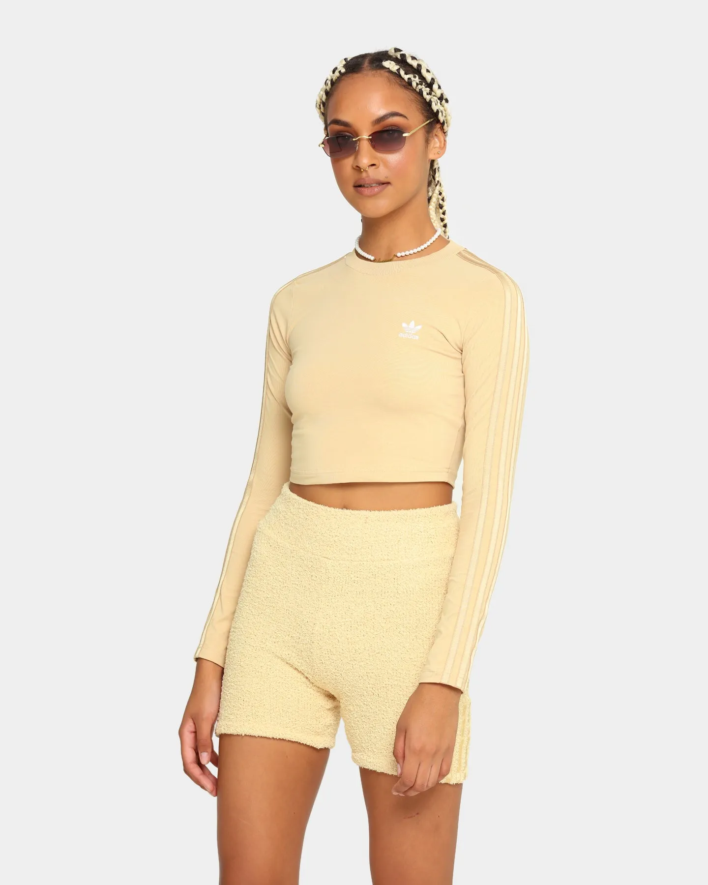 Adidas Women's Cropped Long Sleeve T-Shirt Hazy Beige