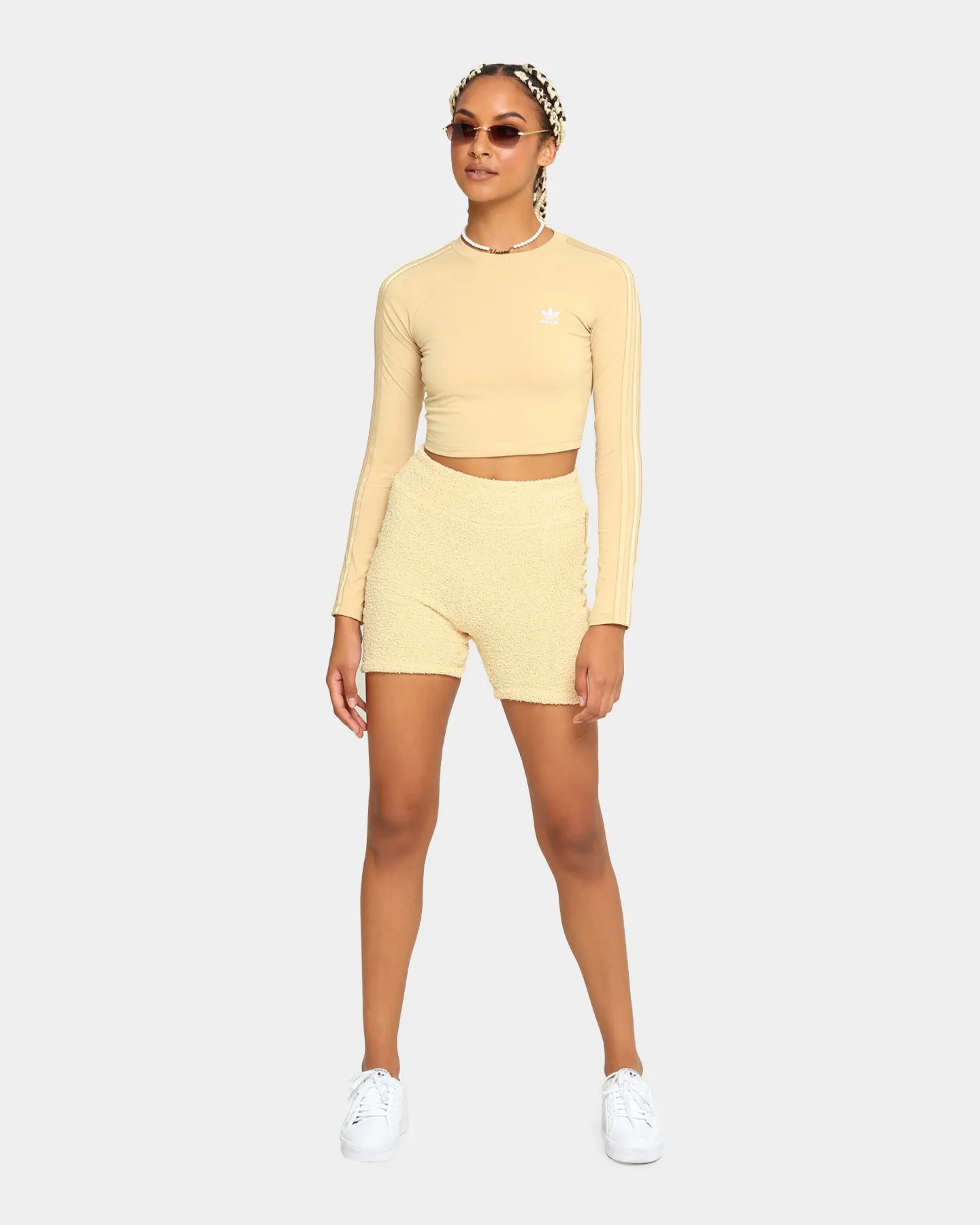 Adidas Women's Cropped Long Sleeve T-Shirt Hazy Beige