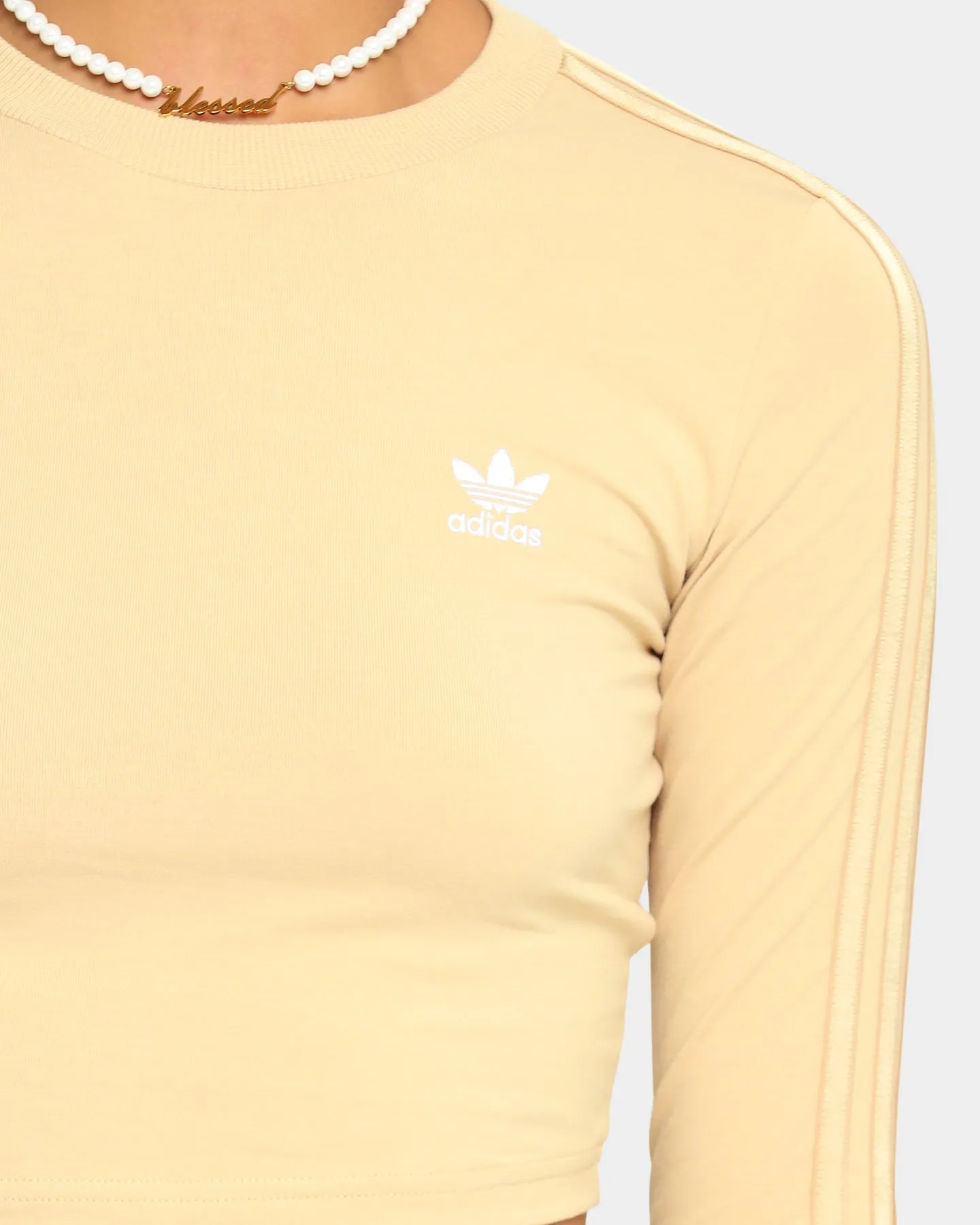 Adidas Women's Cropped Long Sleeve T-Shirt Hazy Beige
