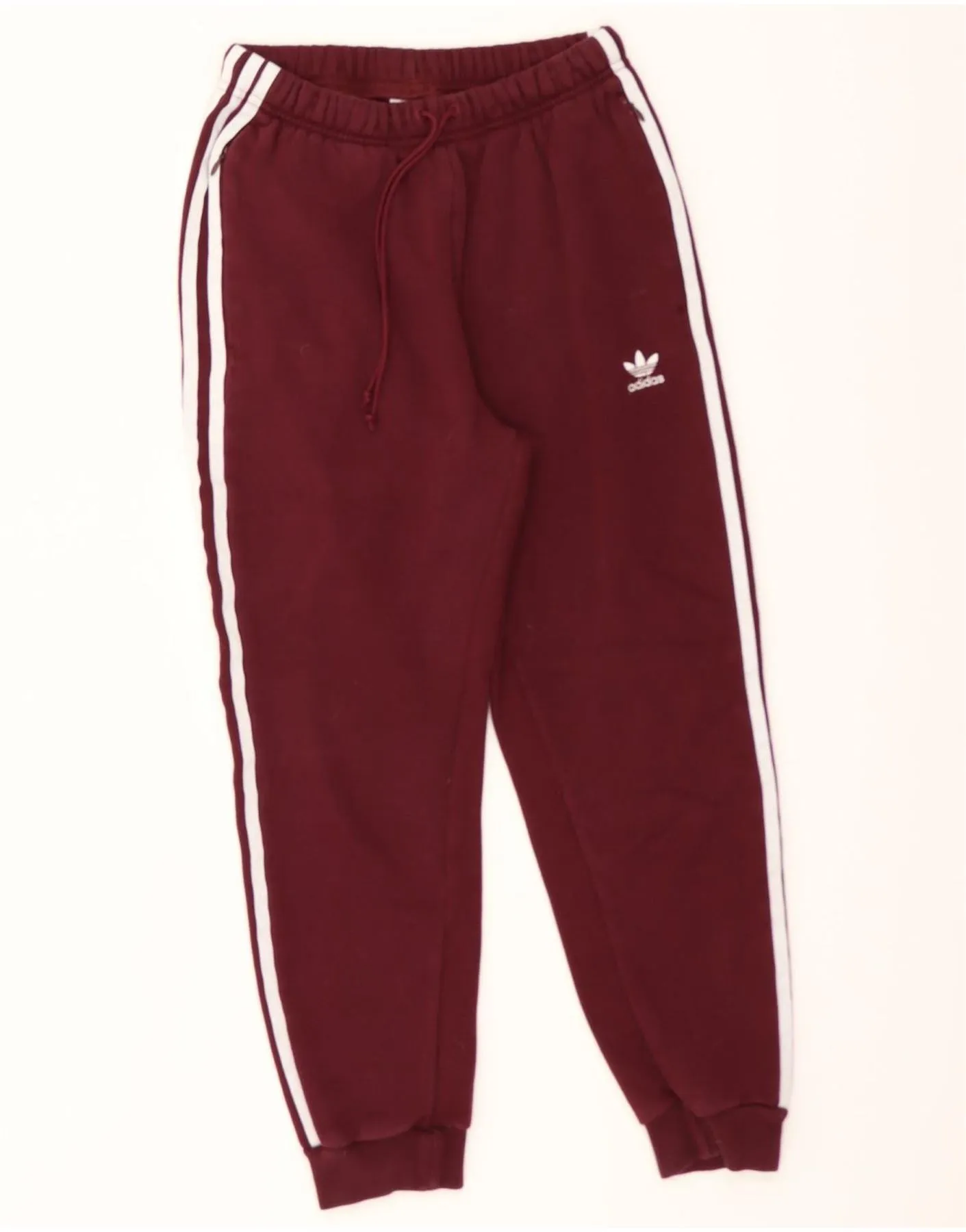 ADIDAS Womens Tracksuit Trousers Joggers UK 8 Small Burgundy Cotton