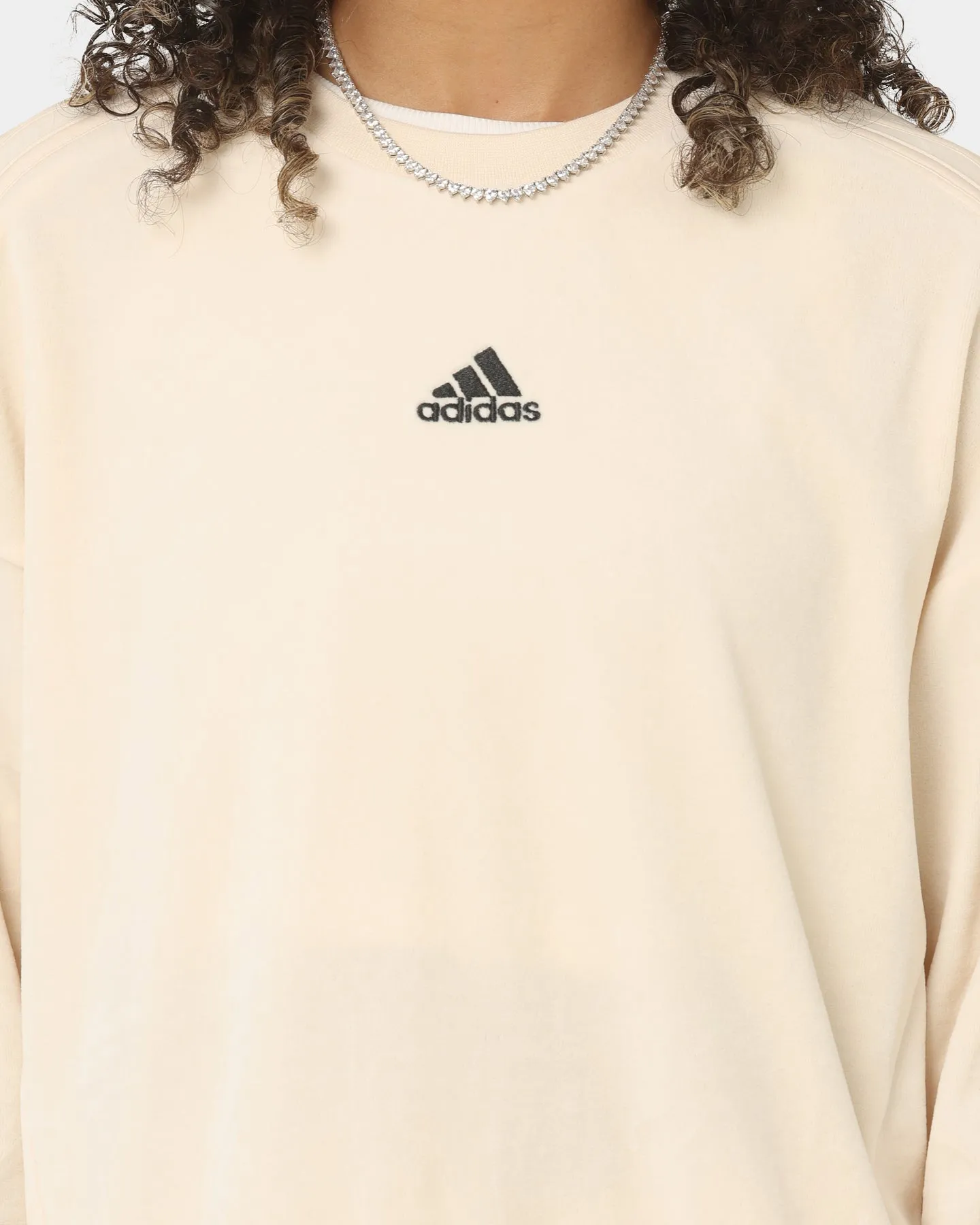 Adidas Women's Velour Crewneck Wonder White