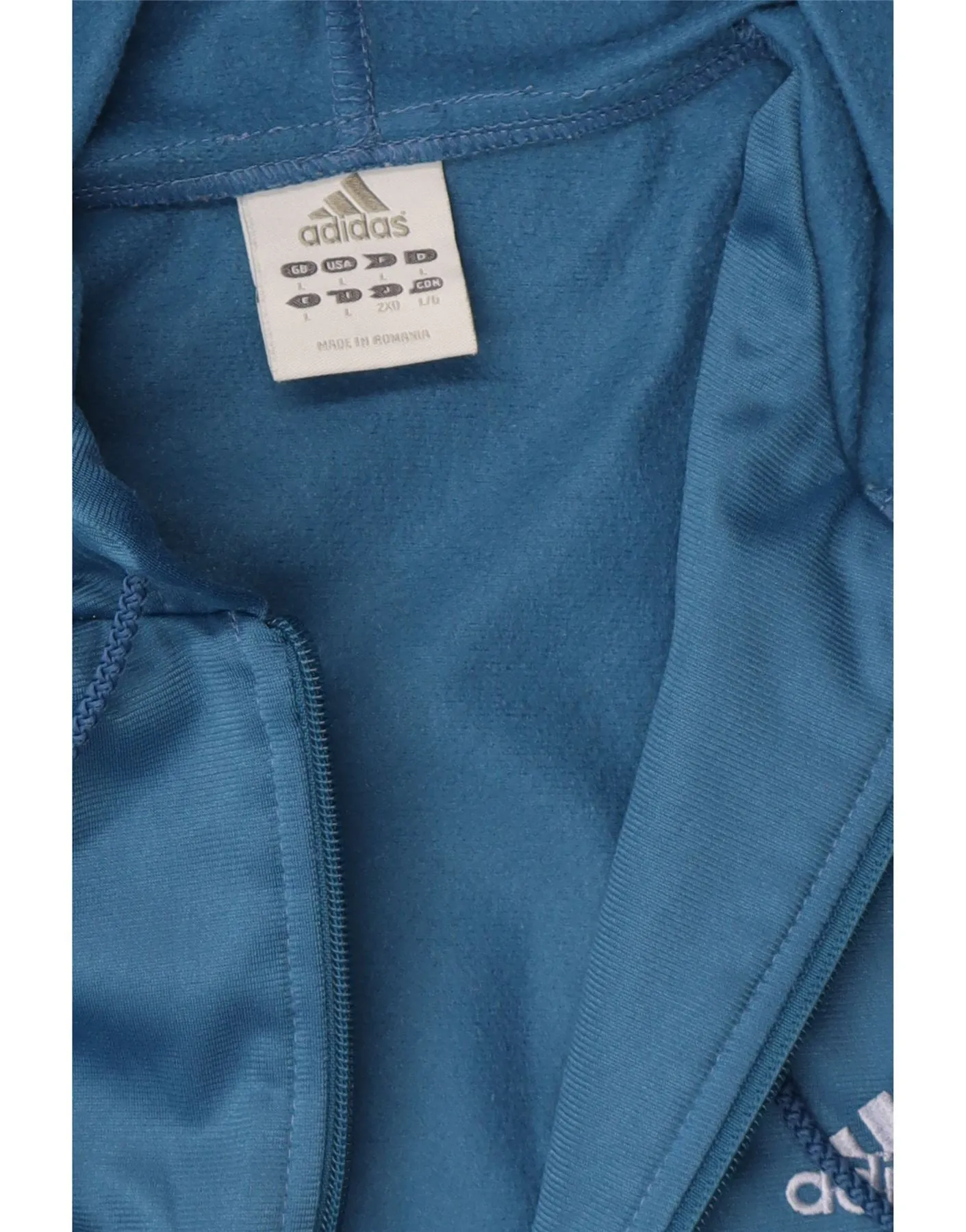 ADIDAS Womens Zip Hoodie Sweater UK 14 Large Blue