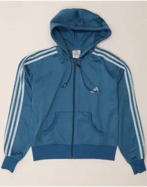 ADIDAS Womens Zip Hoodie Sweater UK 14 Large Blue