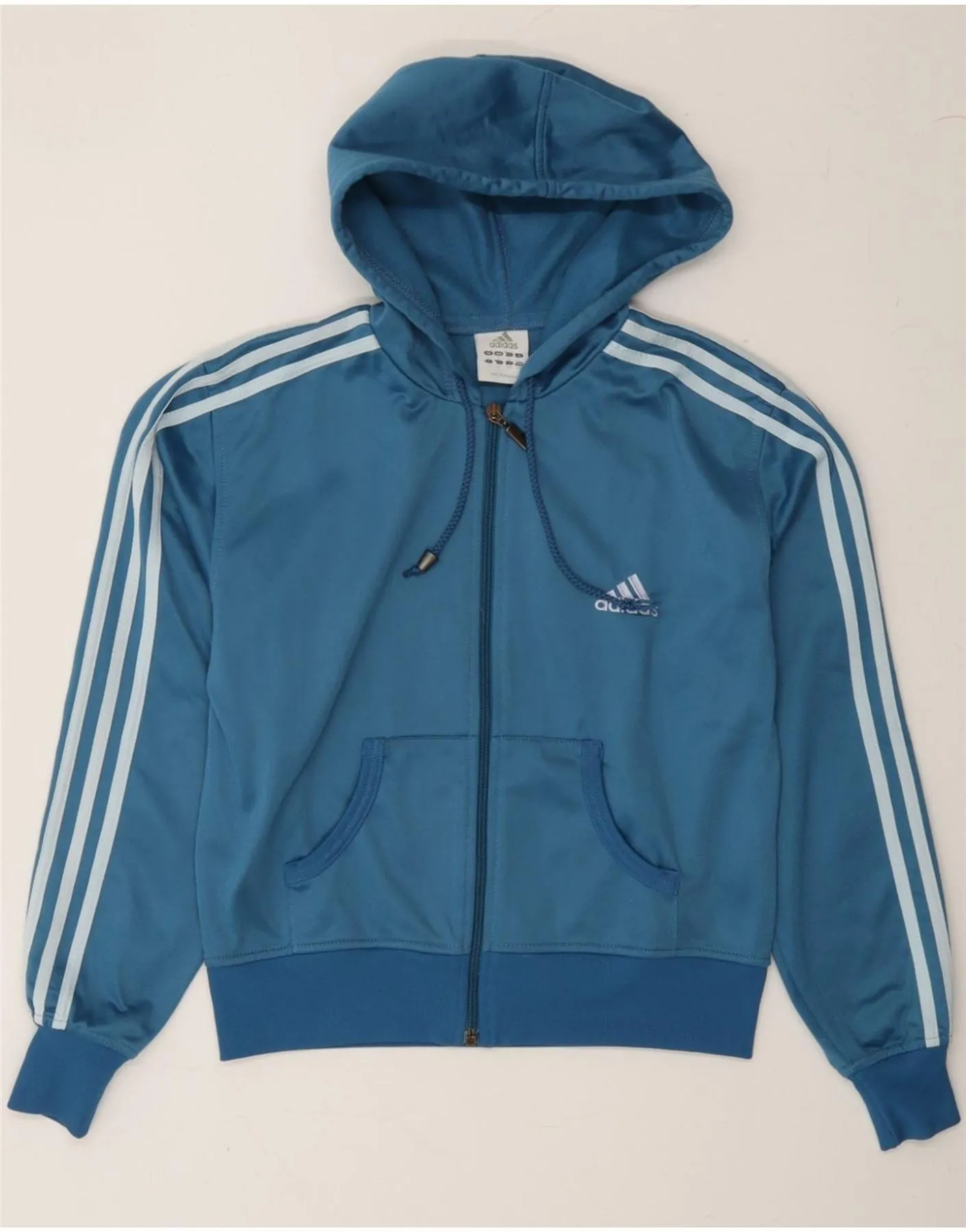 ADIDAS Womens Zip Hoodie Sweater UK 14 Large Blue