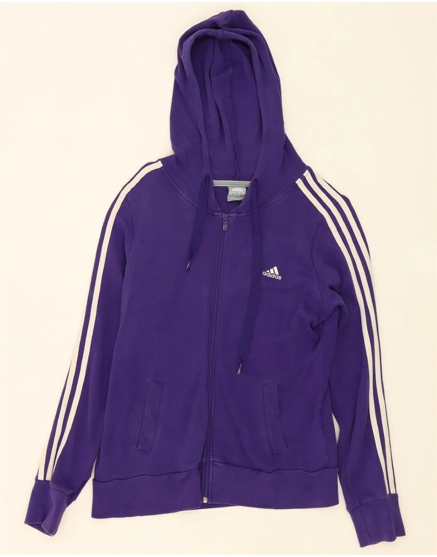 ADIDAS Womens Zip Hoodie Sweater UK 16 Large  Purple Cotton