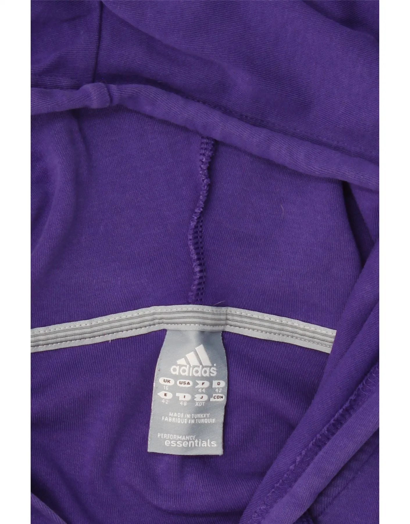 ADIDAS Womens Zip Hoodie Sweater UK 16 Large  Purple Cotton