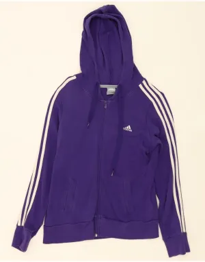 ADIDAS Womens Zip Hoodie Sweater UK 16 Large  Purple Cotton
