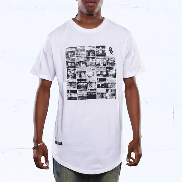 Liquors vs Bodega Block Curved Hem T Shirt White