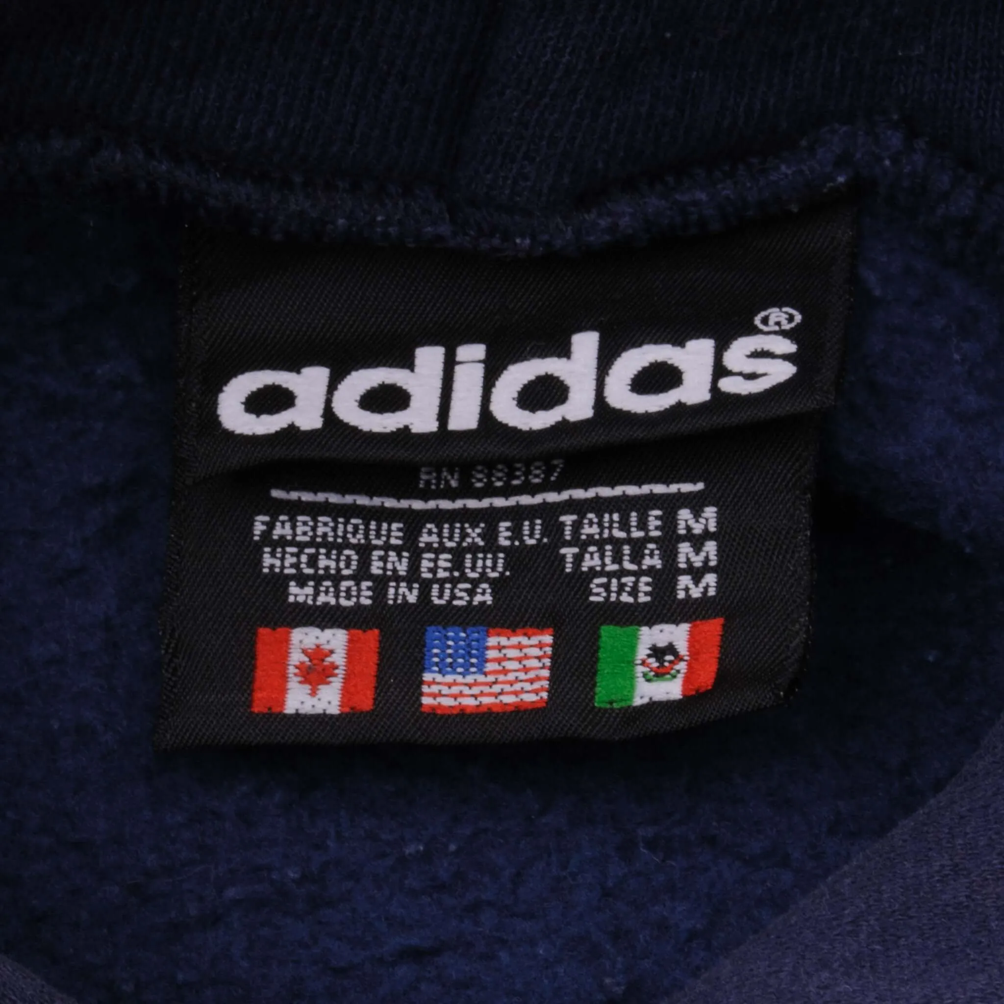 VINTAGE ADIDAS HOODIE 1990S HEAVYWEIGHT SWEATSHIRT SIZE MEDIUM MADE IN USA
